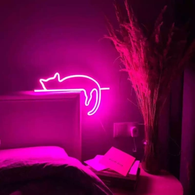 Đèn LED Neon Trang Trí Hình Mèo Lười Treo Tường - Kèm Nguồn & Miếng Dán - Giá 50.000₫