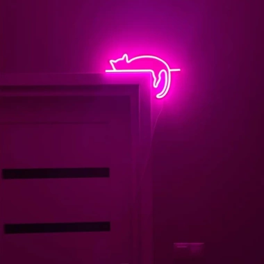 Đèn LED Neon Trang Trí Hình Mèo Lười Treo Tường - Kèm Nguồn & Miếng Dán - Giá 50.000₫