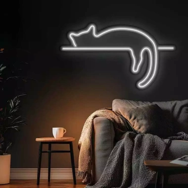 Đèn LED Neon Trang Trí Hình Mèo Lười Treo Tường - Kèm Nguồn & Miếng Dán - Giá 50.000₫