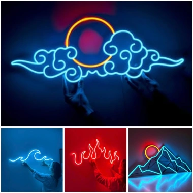 Đèn LED Neon Trang Trí Núi Mây – Treo Tường Nhiều Mẫu, Kèm Nguồn & Miếng Dán – Giá 90k