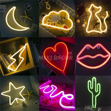Đèn LED Neon Trang Trí Phòng Ngủ Treo Tường Đa Kiểu Màu Sắc Giảm 20k Tặng KEO DÍNH Giá 79.000 VND 8