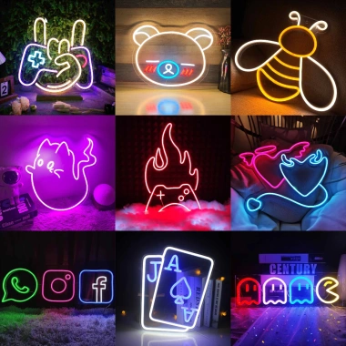 Đèn LED Neon trang trí phòng ngủ treo tường - Nhiều mẫu livestream, quà sinh nhật, kèm nguồn và miếng dán - Chỉ 80.000