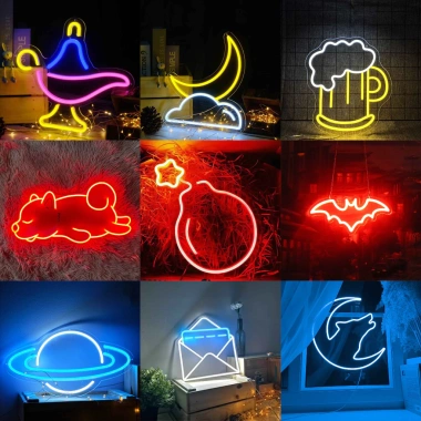 Đèn LED Neon trang trí phòng ngủ treo tường - Nhiều mẫu livestream, quà sinh nhật, kèm nguồn và miếng dán - Chỉ 80.000