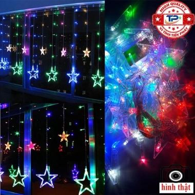 Đèn LED ngôi sao đa màu, nút chỉnh chế độ, dây chớp nháy treo thả rèm - Nội thất 2
