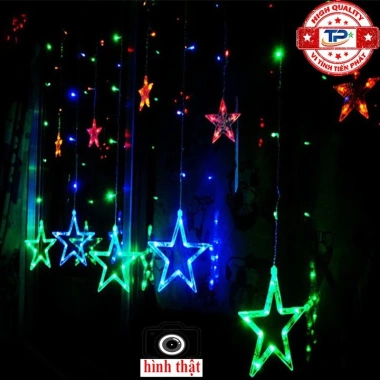 Đèn LED ngôi sao đa màu, nút chỉnh chế độ, dây chớp nháy treo thả rèm - Nội thất 6