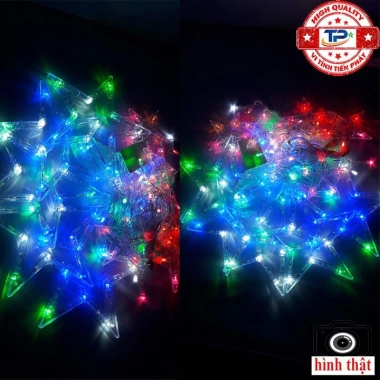 Đèn LED ngôi sao đa màu, nút chỉnh chế độ, dây chớp nháy treo thả rèm - Nội thất 7