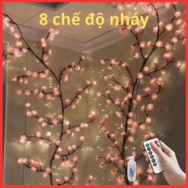 Đèn LED Nhánh Cây Hoa Đào 8 chế độ nháy - Điều khiển từ xa, giá ưu đãi 162.500₫