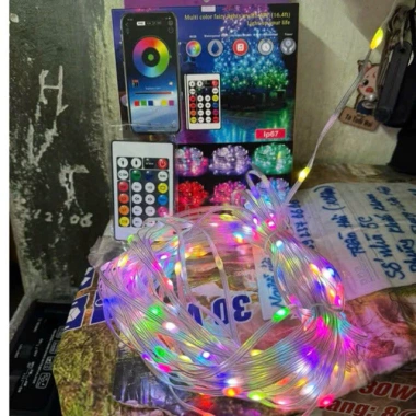Đèn LED nháy nhạc 10M hình giọt lệ 16 triệu màu, USB, điều khiển app trang trí cây thông