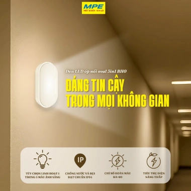 Đèn LED ốp nổi oval 3in1 BHO 6W/12W - 3 màu Trắng 6.500K Trung 4.000K Vàng 3.000K, 143.000₫ 4 Đèn LED ốp nổi oval 3in1 BHO 6W/12W - 3 màu Trắng 6.500K Trung 4.000K Vàng 3.000K, 143.000₫ 4