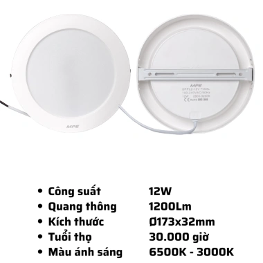 Đèn LED ốp trần gắn nổi MPE 12-24W thân nhựa chính hãng - Giá chỉ 119.000₫ 7