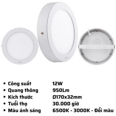 Đèn LED ốp trần tròn SRPL đổi màu 6-24W 3.000K/6.500K MPE chính hãng - Giá 137k 8