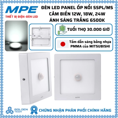 Đèn LED Panel âm trần cảm biến SSPL/MS 12-24W 6.500K – Ánh trắng, tuổi thọ cao, giảm còn 415k