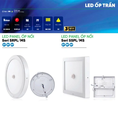 Đèn LED Panel âm trần cảm biến SSPL/MS 12-24W 6.500K – Ánh trắng, tuổi thọ cao, giảm còn 415k 3