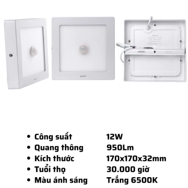 Đèn LED Panel âm trần cảm biến SSPL/MS 12-24W 6.500K – Ánh trắng, tuổi thọ cao, giảm còn 415k 5