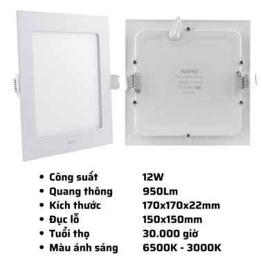 Đèn LED Panel âm trần MPE SPL 6-24W, ánh sáng trắng, tản nhiệt nhanh, 100.813₫ 9 Đèn LED Panel âm trần MPE SPL 6-24W, ánh sáng trắng, tản nhiệt nhanh, 100.813₫ 9