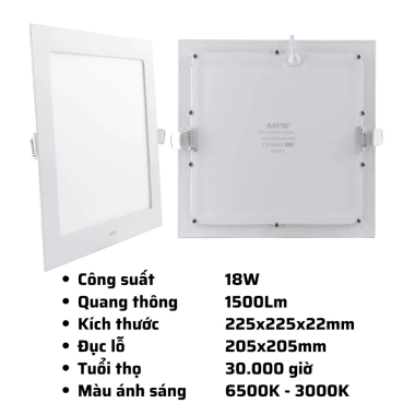 Đèn LED Panel âm trần MPE SPL 6-24W, ánh sáng trắng, tản nhiệt nhanh, 100.813₫ 10 Đèn LED Panel âm trần MPE SPL 6-24W, ánh sáng trắng, tản nhiệt nhanh, 100.813₫ 10