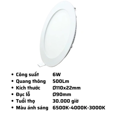 Đèn LED Panel âm trần nhôm RPL/DIM 6‑24W, MPE, 3.000‑6.500K – Điều chỉnh độ sáng, tiết kiệm năng lượng, giá ưu đãi 314.636₫