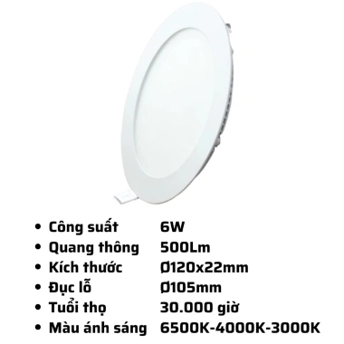 Đèn LED Panel âm trần nhôm RPL/DIM 6‑24W, MPE, 3.000‑6.500K – Điều chỉnh độ sáng, tiết kiệm năng lượng, giá ưu đãi 314.636₫