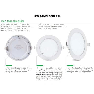 Đèn Led Panel âm trần RPL 6‑24W 3 màu 6.500K‑4.000K‑3.000K, tiết kiệm năng lượng, giá chỉ 97.655₫