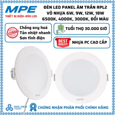 Đèn LED Panel âm trần RPL2 MPE 6W-18W 3 màu 3.000-6.500K giá ưu đãi 77.211 VND