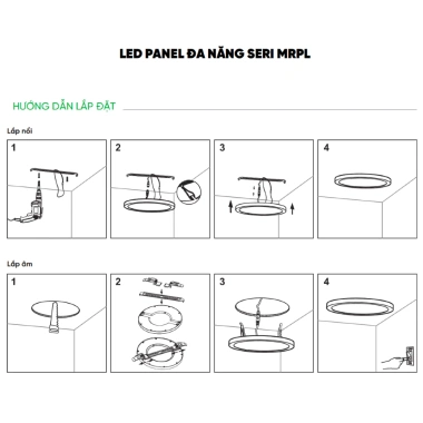 Đèn LED Panel đa năng MRPL 6-24W lắp nổi, âm, đổi 3 màu 6.500K-4.000K-3.000K giá chỉ 208.182₫ 6
