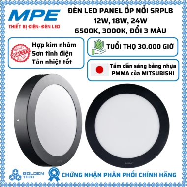 Đèn LED Panel ốp nổi MPE nhôm 12-24W, 6.500K trắng, 3.000K vàng, đổi 3 màu, giá 162.160₫