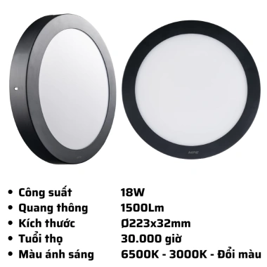 Đèn LED Panel ốp nổi MPE nhôm 12-24W, 6.500K trắng, 3.000K vàng, đổi 3 màu, giá 162.160₫ 8 Đèn LED Panel ốp nổi MPE nhôm 12-24W, 6.500K trắng, 3.000K vàng, đổi 3 màu, giá 162.160₫ 8