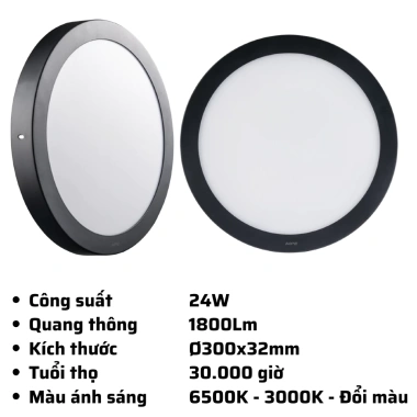 Đèn LED Panel ốp nổi MPE nhôm 12-24W, 6.500K trắng, 3.000K vàng, đổi 3 màu, giá 162.160₫ 9 Đèn LED Panel ốp nổi MPE nhôm 12-24W, 6.500K trắng, 3.000K vàng, đổi 3 màu, giá 162.160₫ 9