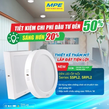 Đèn Led Panel ốp nổi SRPL2 12-24W vỏ nhựa, trắng 6.500K hoặc vàng 3.000K, giá 94.025₫