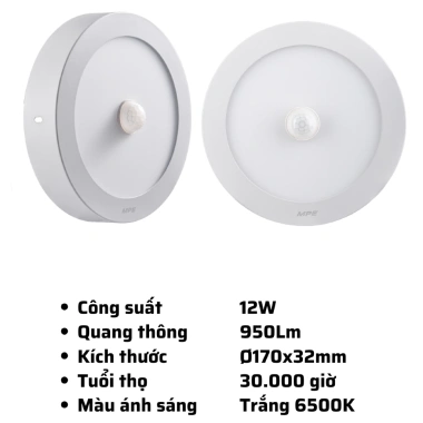 Đèn LED Panel ốp trần cảm biến SRPL/MS 12-24W, ánh sáng trắng 6.500K, tuổi thọ cao - Giá 393.000₫ 5