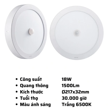 Đèn LED Panel ốp trần cảm biến SRPL/MS 12-24W, ánh sáng trắng 6.500K, tuổi thọ cao - Giá 393.000₫ 6