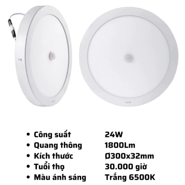Đèn LED Panel ốp trần cảm biến SRPL/MS 12-24W, ánh sáng trắng 6.500K, tuổi thọ cao - Giá 393.000₫ 7