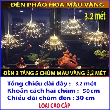 Đèn LED pháo bông 3 tầng 1 chùm điều khiển tùy ý ánh sáng vàng chỉ 35.000₫ 7