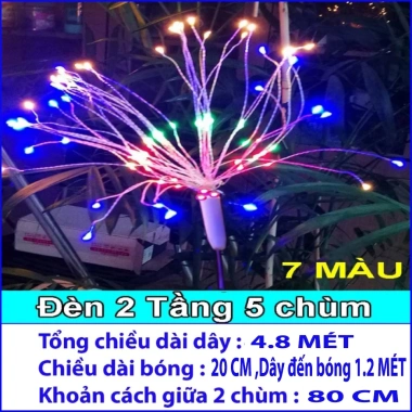 Đèn LED pháo hoa chớp nháy nhiều màu 2-3 tầng 5 chùm Trang trí nhà cửa giá rẻ 38k