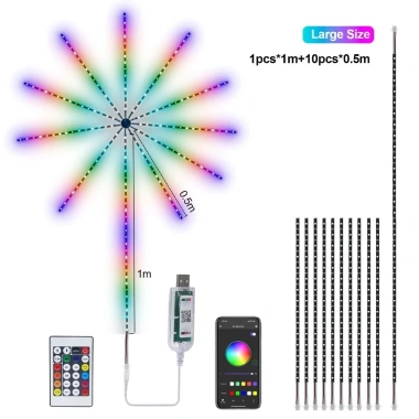 Đèn LED pháo hoa đa màu, trong nhà – ngoài trời, đa chế độ, remote, giá ưu đãi