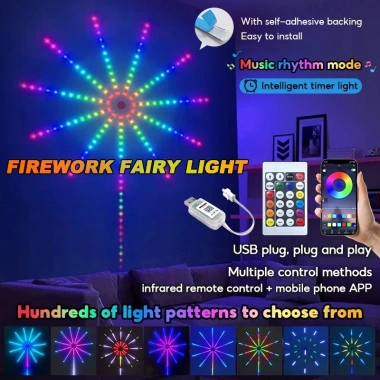 Đèn LED Pháo Hoa Trang Trí Nội Thất 16 Triệu Màu, Nhiều Chế Độ và Điều Khiển, Giá Ưu Đãi 75.479₫