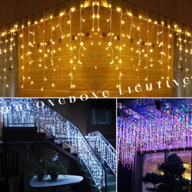 Đèn LED rèm thả so le 8 chế độ chớp nháy, ngoài trời, phích cắm nối dài - Giá 100.000đ 4