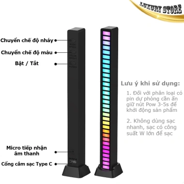 Đèn LED RGB nháy nhạc, cảm biến âm thanh siêu nhạy – Đèn khí quyển ô tô, trang trí bàn làm việc, chỉ 35.000₫