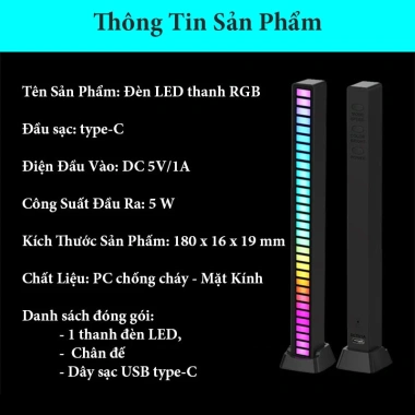 Đèn Led RGB Thanh Cảm Biến Nhạc USB - Đèn Trang Trí Cắm Sạc SONHOUSE Giá 58.000₫