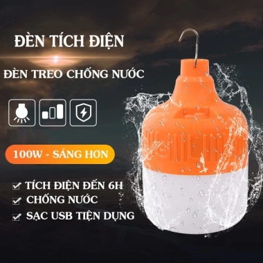 Đèn LED sạc tích điện 100W, cắm USB, treo chống nước, tặng móc dán tường - Chỉ 45.000₫ bảo hành 1 năm 10