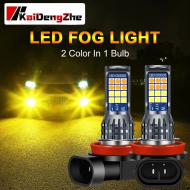 Đèn LED sương mù 2 màu 24SMD - Bộ 2 chiếc, tương thích H8 H11 H3 H4 H7 9.005 HB3 9.006 HB4 H16 P13W, giảm giá 137.5k