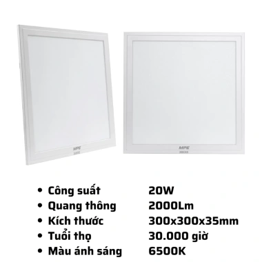 Đèn LED tấm MPE FPD 300x300 600x600 20-60W 6.500K Trắng Đổi 3 màu Giá ưu đãi 403.165₫