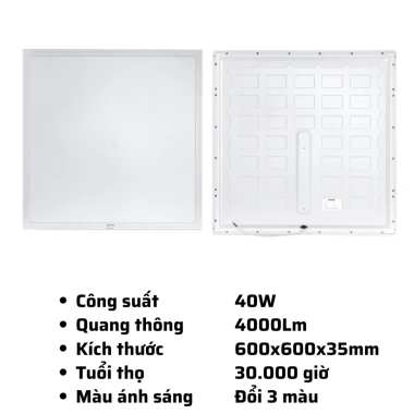 Đèn LED tấm MPE FPD 600x600mm 40W 6.500K trắng đổi 3 màu chuẩn Châu Âu - Giá 640.239 VND