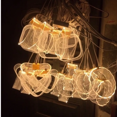 Đèn Led Thả Tim Mêka Đèn Rèm Chùm Hình Vuông Tròn Trái Tim Trang Trí Đám Cưới