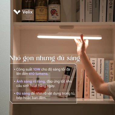 Đèn LED thanh không dây gắn nam châm 40cm Velix Ray Base – 10W 410 Lumen 3.000mAh – Giá 320.000₫ 4 Đèn LED thanh không dây gắn nam châm 40cm Velix Ray Base – 10W 410 Lumen 3.000mAh – Giá 320.000₫ 4
