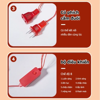 Đèn LED Trang Trí Tết 2.026 Chống Thấm Nước 8 Chế Độ Sáng - Phù Hợp Cửa Sổ Sân Trong, Giá Ưu Đãi 119k