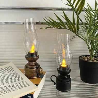 Đèn LED trang trí thờ điện tử pin - Đèn Cầy Cổ Điển, Đèn Dầu Pin, giá 38.000đ