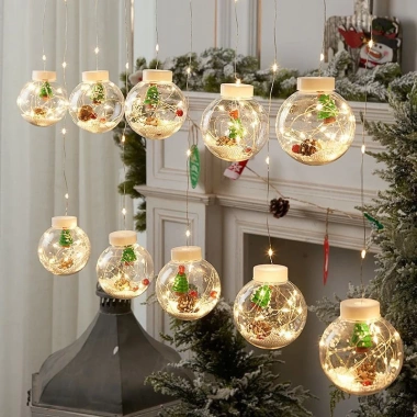 Đèn LED treo thả 12 quả cầu pha lê trong suốt, 8 chế độ chớp đa màu, giảm giá 60k 3 Đèn LED treo thả 12 quả cầu pha lê trong suốt, 8 chế độ chớp đa màu, giảm giá 60k 3