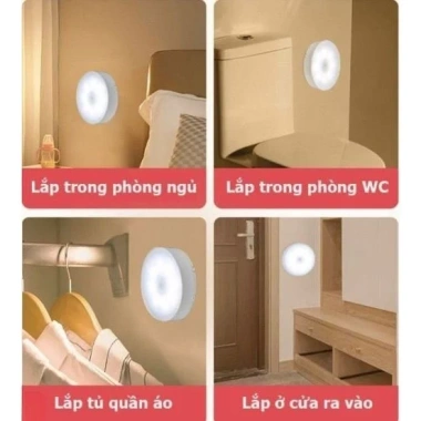 Đèn LED Tròn Cảm Ứng Dán Tường, Chuyển Động, Pin Sạc – 39.000₫ 6