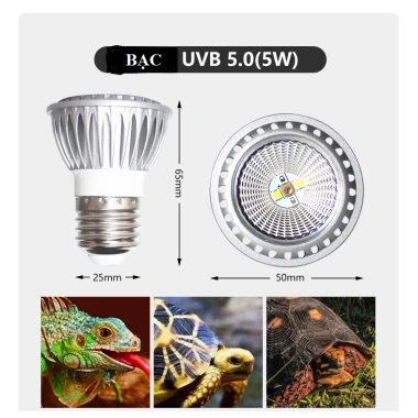 Đèn LED UVB 5.0 & 10.0 5W - Canxi cho Bò Sát, Không Cần Chụp Đèn, Giá 320k